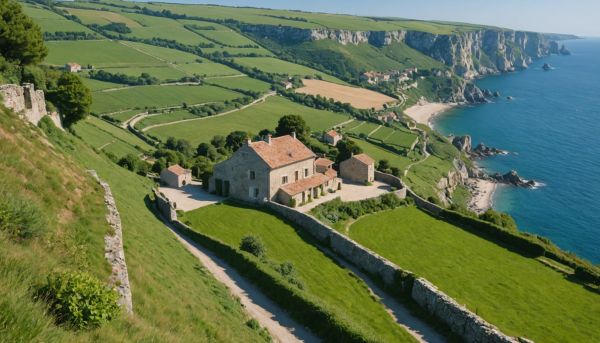 Campagne verdoyante et côtes rocheuses de France
